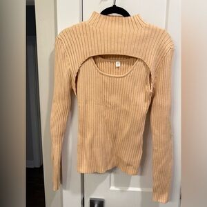 Pretty Garden Ribbed Turtle Neck Long Sleeve Cut Out 2 Piece Sweater